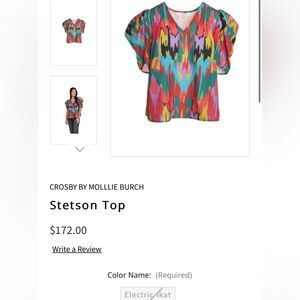 Crosby by Mollie Burch Stetson puff sleeve blouse in electric ikat multi S so